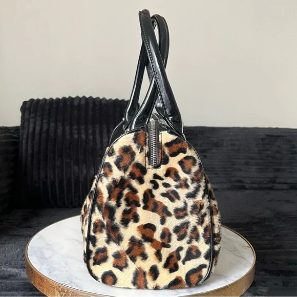 Lux de Ville Guinness Black Patent & Leopard Print Quilted Satchel - Picture 2 of 6